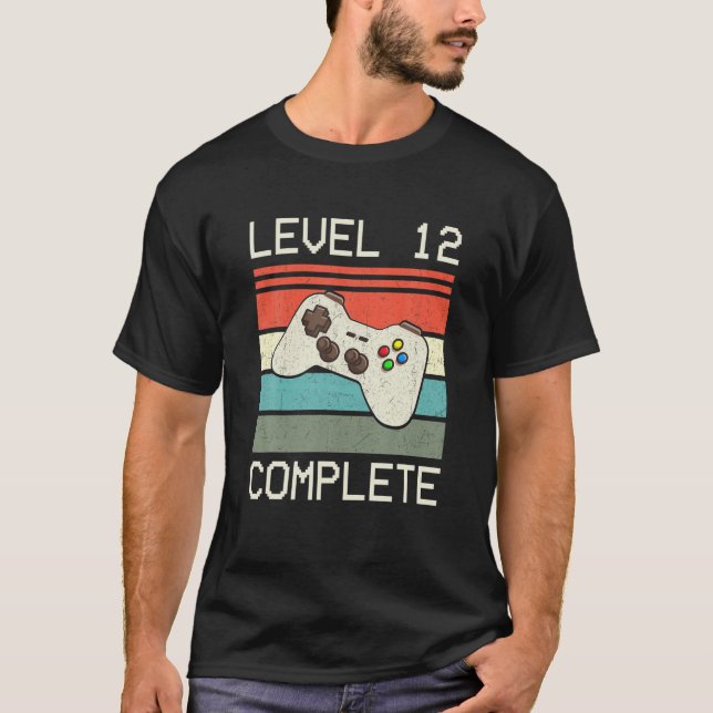 Level 12 Complete Video Gamer - 12Th Wedding Anive T-Shirt (Front)