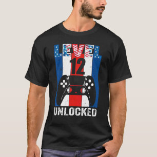 Level 12 Unlocked 12th Birthday Game 4th Of July B T-Shirt