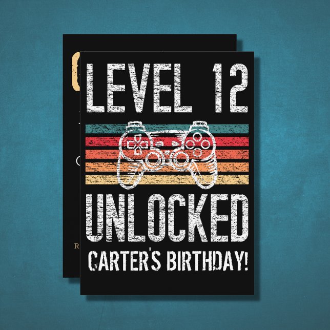 Level 12 Unlocked 12th Birthday Personalized Invitation (Creator Uploaded)