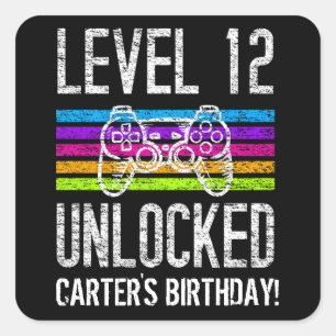 Level 12 Unlocked 12th Birthday Personalized Square Sticker
