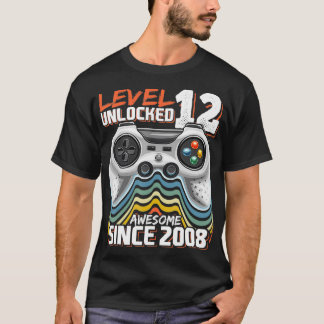 Level 12 Unlocked Awesome 2008 Video Game 12th Bir T-Shirt