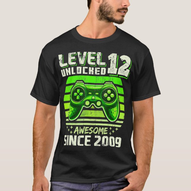 Level 12 Unlocked Awesome 2009 Video Game 12th Bir T-Shirt (Front)
