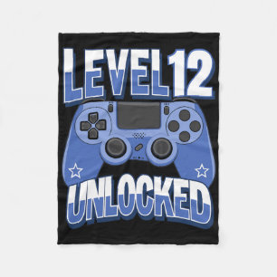 Level 12 Unlocked Funny Video Gamer 12th Birthday Fleece Blanket