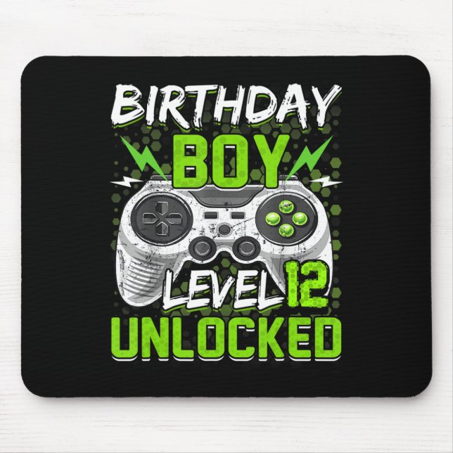 Level 12 unlocked Gamer 12th Birthday Gift Video G Mouse Pad (Front)