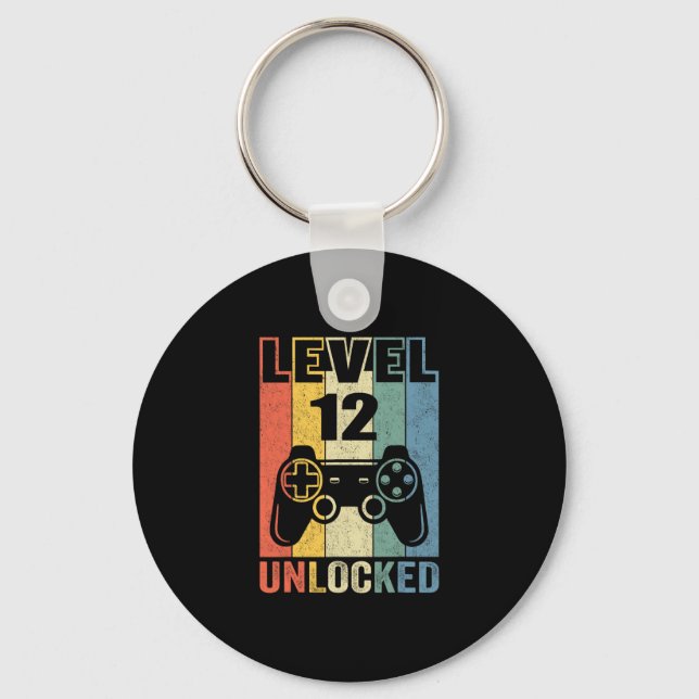 Level 12 Unlocked Shirt Funny Video Gamer 12th Bir Keychain (Front)