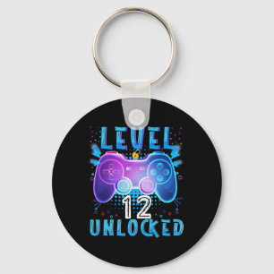 Level 12 Unlocked Video Game 12th Birthday Gamer B Keychain
