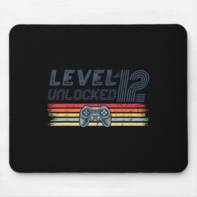 Level 12 Unlocked Video Game 12th Birthday Gamer B Mouse Pad (Front)