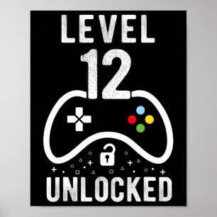 Level 12 Unlocked Video Game 12th Birthday Gift  Poster