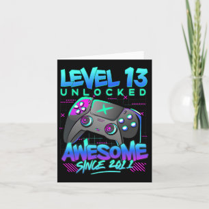 Level 13 Unlocked 13 Years Old Boy Birthday 13th B Card