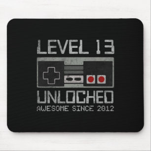 Level 13 Unlocked 13th Birthday 13 Year Old Video Mouse Pad