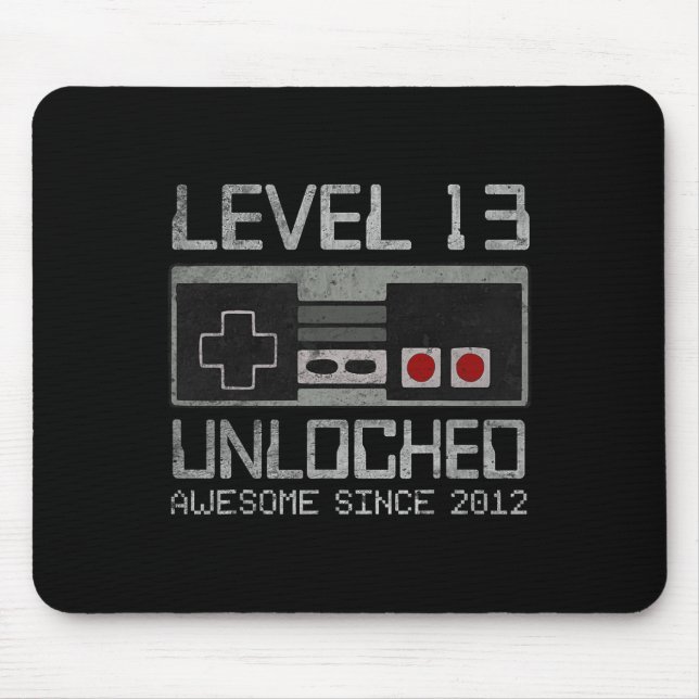 Level 13 Unlocked 13th Birthday 13 Year Old Video  Mouse Pad (Front)