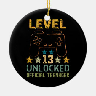 Level 13 unlocked 13th birthday gamers video game ceramic ornament
