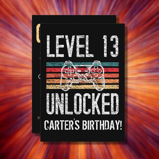 Level 13 Unlocked 13th Birthday Personalized Invitation (Creator Uploaded)