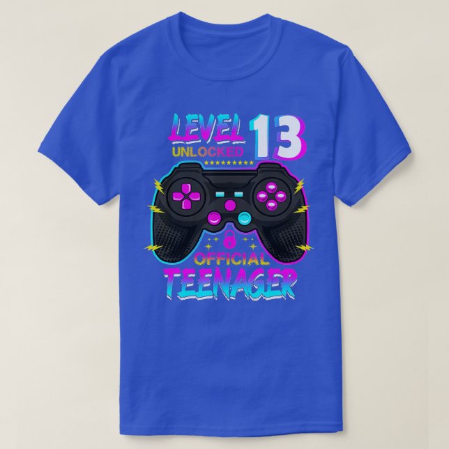 Level 13 Unlocked  13th Video  Birthday Gift  (39) T-Shirt (Design Front)
