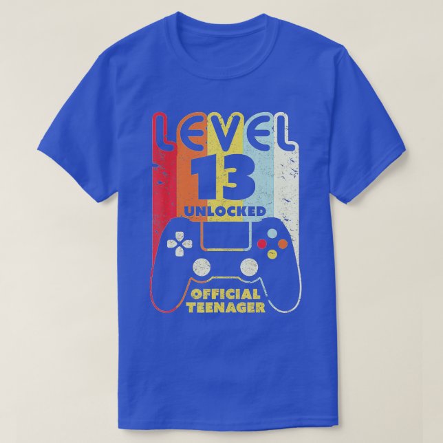 Level 13 Unlocked  13th Video  Birthday Gift  (40) T-Shirt (Design Front)