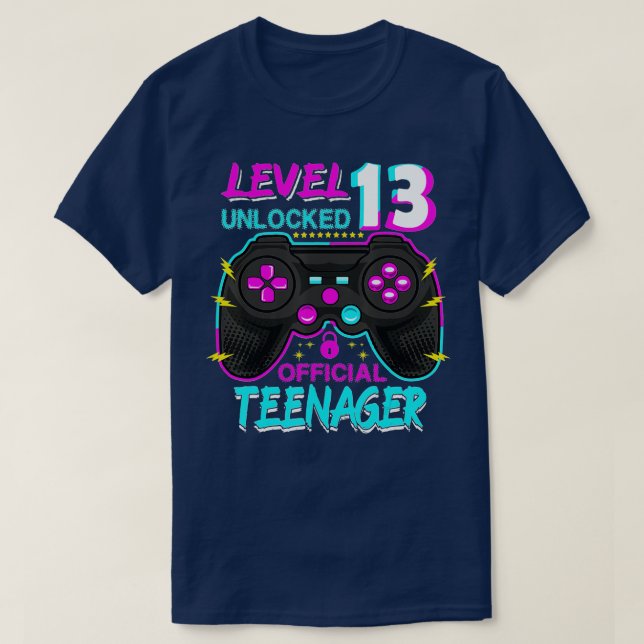 Level 13 Unlocked  13th Video  Birthday Gift  (50) T-Shirt (Design Front)