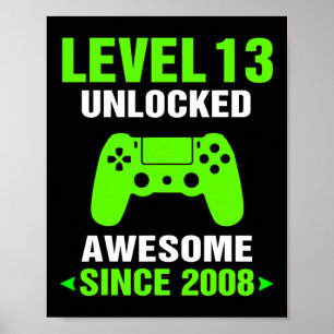 Level 13 Unlocked Awesome 2008 Video Game 13th Bir Poster