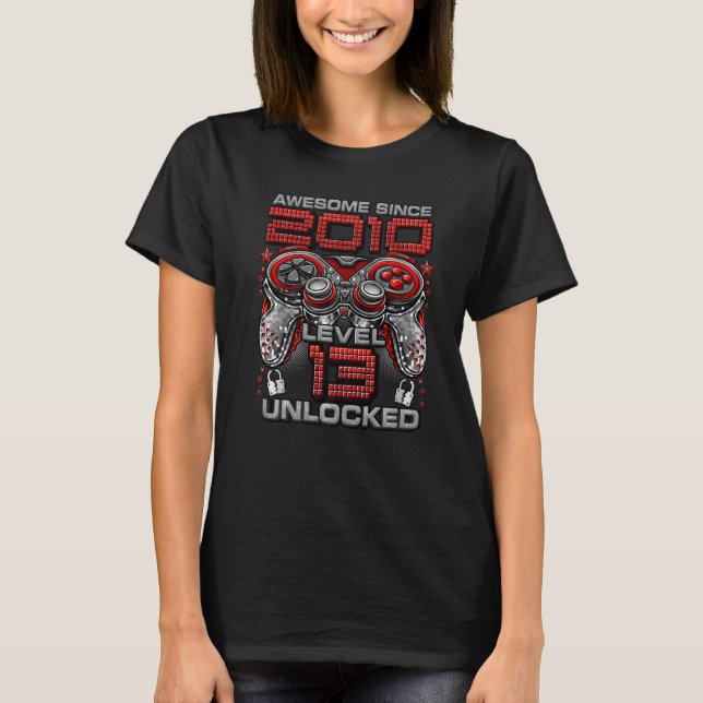 Level 13 Unlocked Awesome Since 2010 13th Birthday T-Shirt (Front)