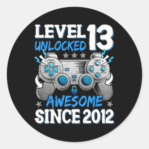 Level 13 Unlocked Awesome Since 2012 Birthday Gami Classic Round Sticker