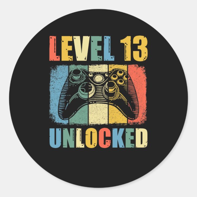 Level 13 unlocked classic round sticker (Front)