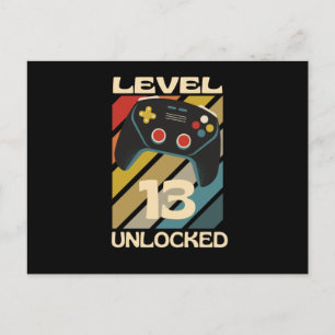 Level 13 Unlocked Funny Gaming Postcard