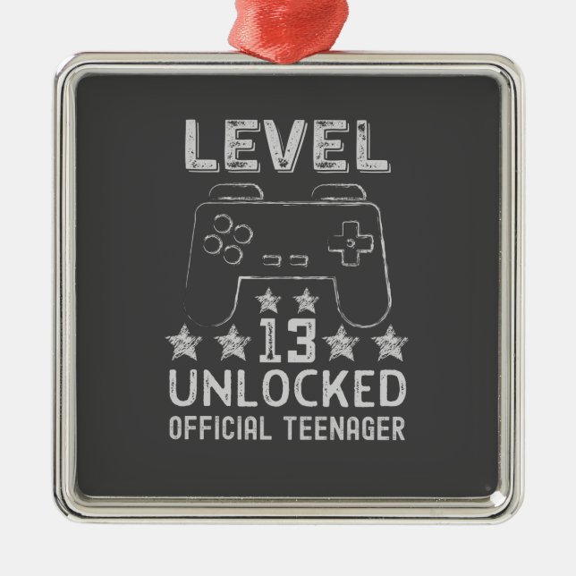 Level 13 unlocked official teenager 13th birthday metal ornament (Front)
