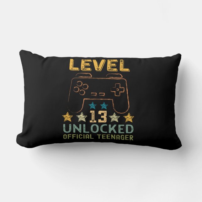 Level 13 unlocked official teenager funny gamers lumbar pillow (Front)