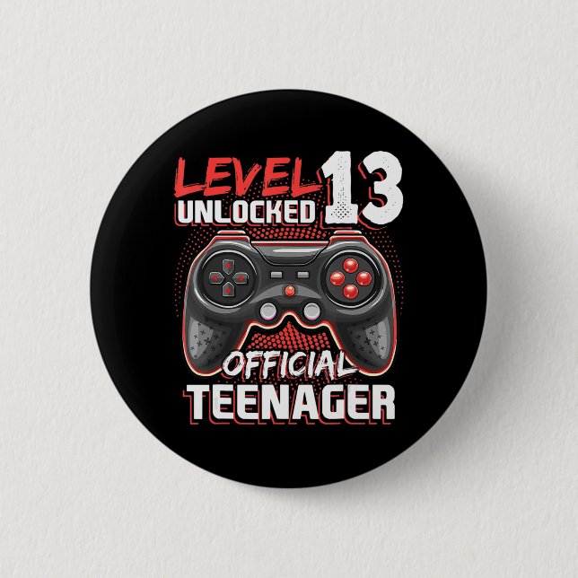 Level 13 Unlocked Official Teenager Video Game 13t 2 Inch Round Button (Front)