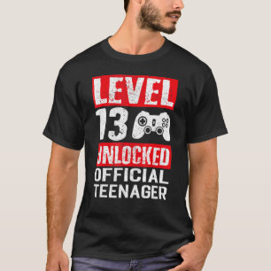 Level 13 Unlocked Official Teenager Video Game Bir T-Shirt