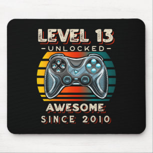 Level 13 Unlocked Video Game 13th Birthday 13 Yr O Mouse Pad