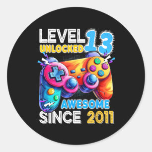 Level 13 Unlocked Video Game 13th Birthday  Classic Round Sticker
