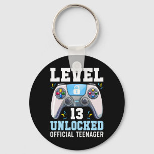Level 13 Unlocked Video Game 13th Birthday Gamer B Keychain