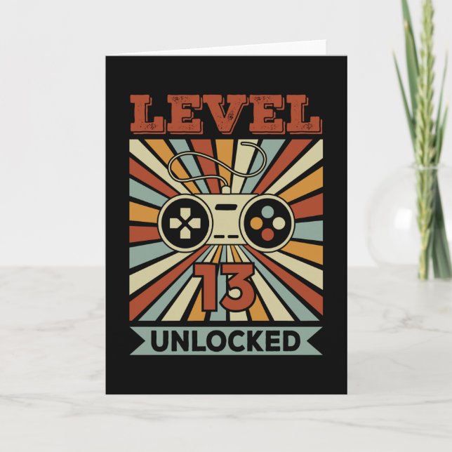 Level 13 Unlocked Video Gamer Birthday Card (Front)