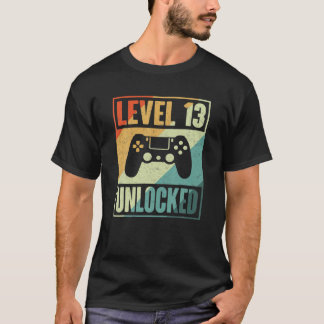 Level 13 Unlocked Video Gamer Retro - 13Th Birthda T-Shirt