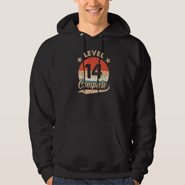 Level 14 Complete Retro 14th Wedding Aniversary Fo Hoodie (Front)