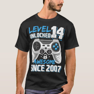 Level 14 Unlocked Awesome 2007 Video Game 14th Bir T-Shirt