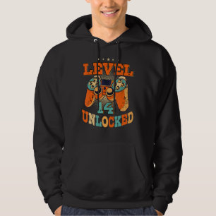 Level 14 Unlocked Birthday Boys Gamer 14th Birthd Hoodie