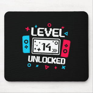 Level 14 Unlocked Gamer 14th Birthday Gift Video G Mouse Pad