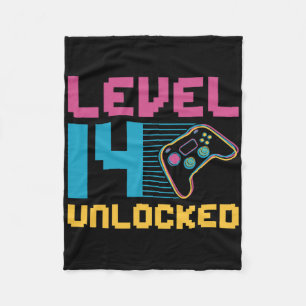 Level 14 Unlocked Gaming Birthday Fleece Blanket