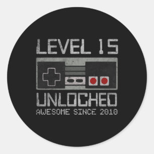 Level 15 Unlocked 15th Birthday 15 Year Old Video Classic Round Sticker