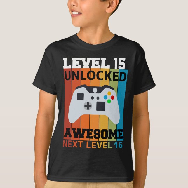 Level 15 Unlocked Birthday T-Shirt (Front)