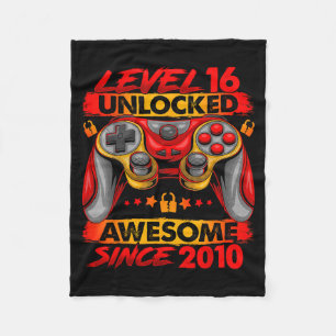 Level 16 Unlocked 16 Year Old Boys 16th Birthday B Fleece Blanket