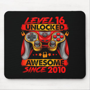 Level 16 Unlocked 16 Year Old Boys 16th Birthday B Mouse Pad