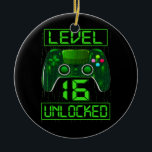 Level 16 Unlocked 16th Video Gamer Birthday Boy Ceramic Ornament<br><div class="desc">Level 16 Unlocked 16th Video Gamer Birthday Boy Gifts Gift. Perfect gift for your dad,  mom,  papa,  men,  women,  friend and family members on Thanksgiving Day,  Christmas Day,  Mothers Day,  Fathers Day,  4th of July,  1776 Independent day,  Veterans Day,  Halloween Day,  Patrick's Day</div>