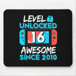 Level 16 Unlocked Awesome Since 2010 16th Birthday Mouse Pad