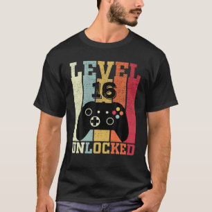 Level 16 Unlocked Funny Video Gamer 16Th Birthday T-Shirt