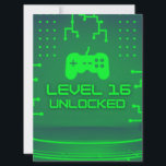 Level 16 Unlocked Gaming 16th Birthday Invitation<br><div class="desc">Level 16 Unlocked Gaming 16th Birthday Invitation</div>