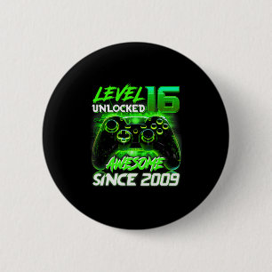 Level 16 Unlocked Shirt Funny Video Gamer 16th Bir 2 Inch Round Button