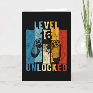 Level 16 Unlocked Video Gamer 16 Year Old 16th Bir Card