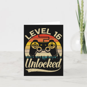 Level 16 Unlocked Vintage Retro Video Game 16th Bi Card